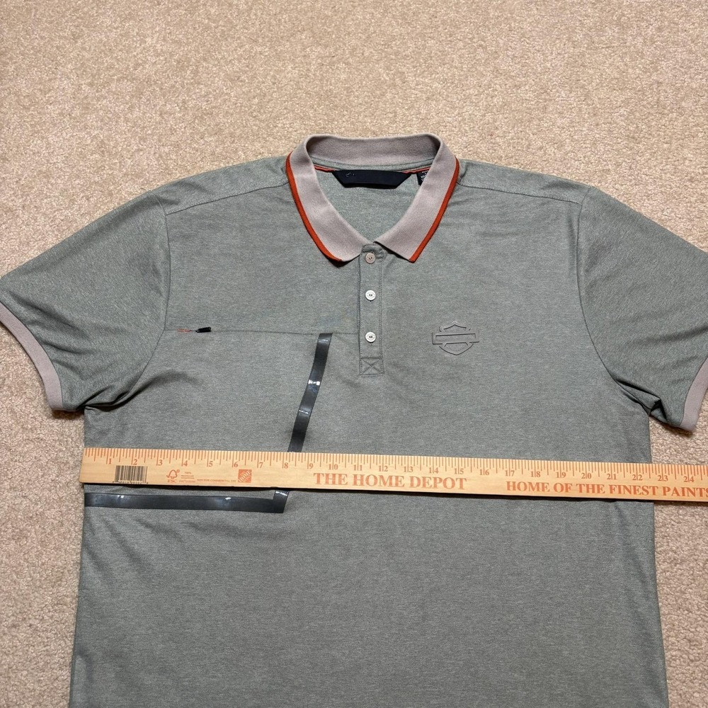 Harley-Davidson Polo Shirt Mens Large Gray Slim Fit Zip Pocket Performance Moto - Picture 7 of 12